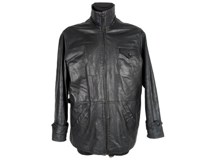 KOŽENÁ pánská černá zateplená bunda na zip Jinglers M
