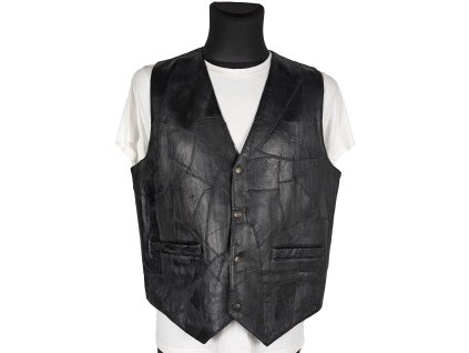 KOŽENÁ pánská černá vesta XL/XXL