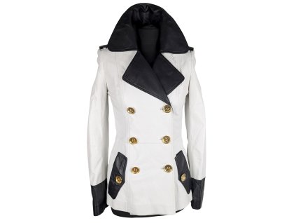 KOŽENÝ dámský bílý kabátek GIZIA XS/S