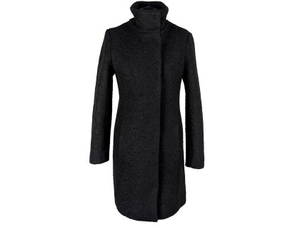 Vlněný (50%) dámský černý kabát na zip Reserved 8/36