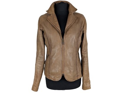 KOŽENÁ dámská hnědá bunda na zip David Moore M