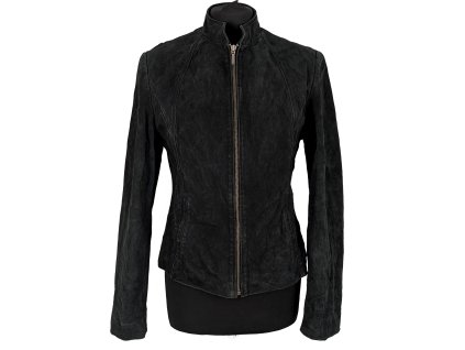 KOŽENÁ dámská černá semišová bunda na zip NEXT M