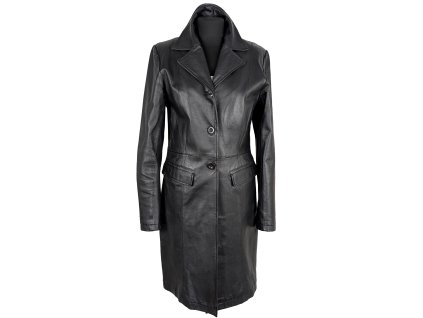 KOŽENÝ dámský černý kabát CLOCKHOUSE M