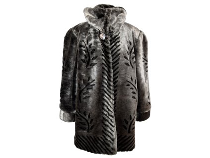 Dámský stříbrný zateplený kožíšek se vzorem XL