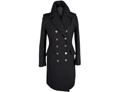 Vlněný (60%) dámský černý kabát H&M M