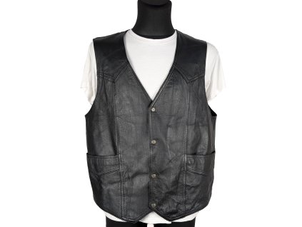 KOŽENÁ pánská černá vesta 56