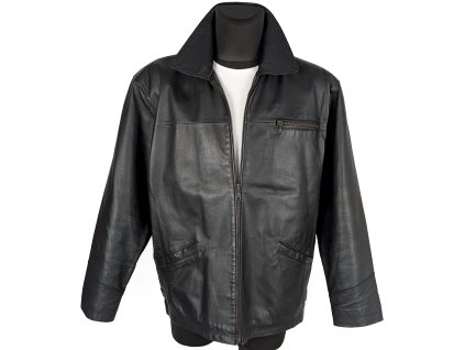 KOŽENÁ pánská černá bunda na zip KKM XL