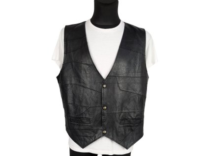 KOŽENÁ pánská černá vesta XL