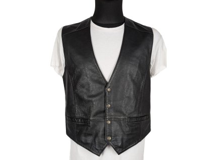 KOŽENÁ pánská černá vesta L