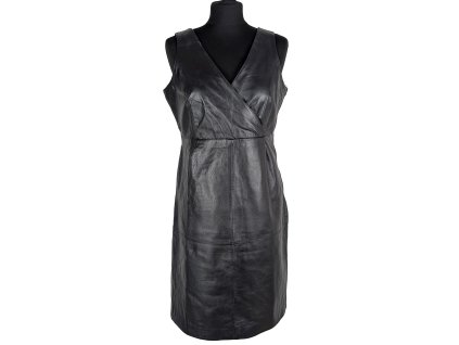 KOŽENÉ dámské černé šaty Orsay 40