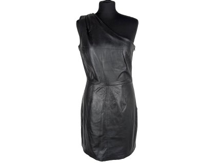 KOŽENÉ dámské černé šaty Oasis M