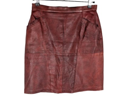 KOŽENÁ dámská červená sukně M