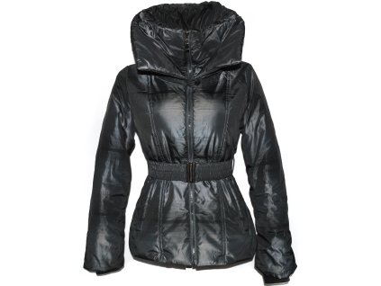 Dámský šedý prošívaný kabát s páskem L