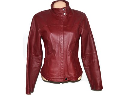 KOŽENÁ dámská vínová bunda na zip CLOCKHOUSE ML