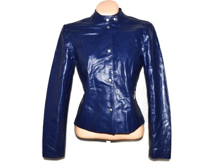 KOŽENÁ dámská modrá bunda na cvoky M