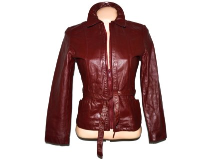 KOŽENÁ dámská vínová bunda s páskem Howard's S