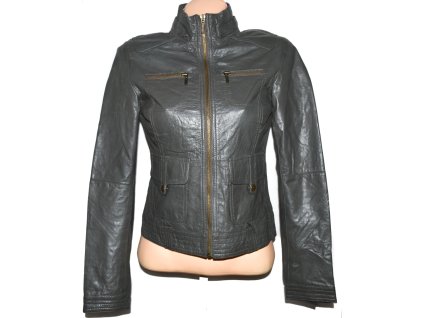 KOŽENÁ dámská šedá měkká bunda na zip S