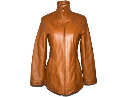 KOŽENÁ dámská delší hnědá měkká bunda na zip S