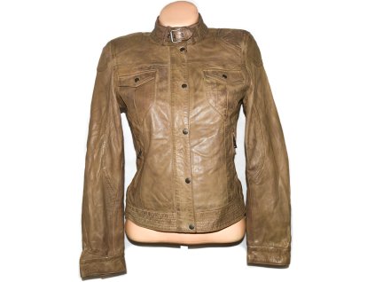 KOŽENÁ dámská hnědá měkká bunda na zip C&A 10/36