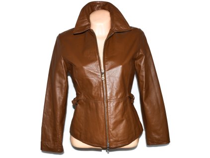 KOŽENÁ dámská hnědá měkká bunda na zip S/M