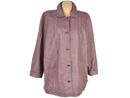KOŽENÁ dámská starorůžová bunda XXXXL+