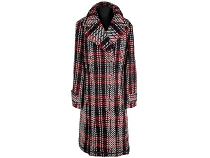 Dámský károvaný dlouhý kabát L/XL