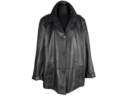 KOŽENÝ dámský černý kabát 58