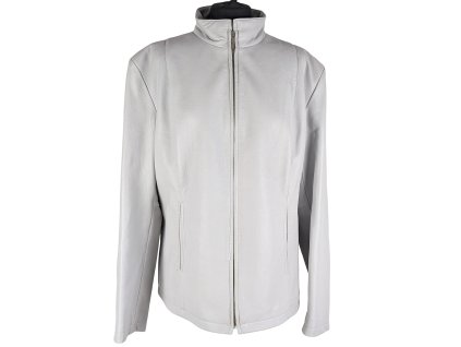 KOŽENÁ dámská šedá bunda na zip SAURIA XXL