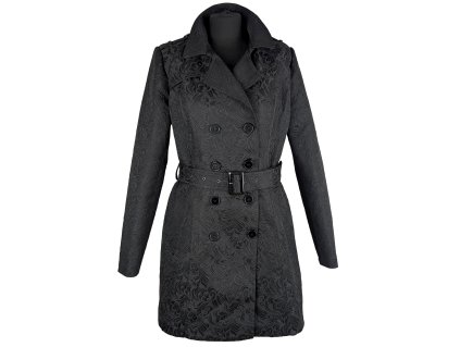 Dámský černý přechodný kabát s páskem MOHITO 42