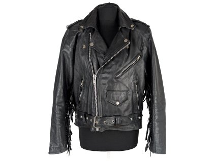 KOŽENÝ dámský černý křivák s páskem L