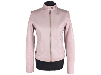 KOŽENÁ dámská růžová bunda na zip AMISU 38