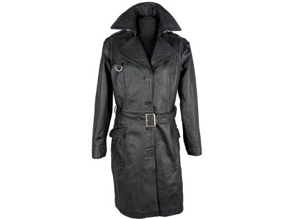 KOŽENÝ dámský černý kabát s páskem KARA XXL