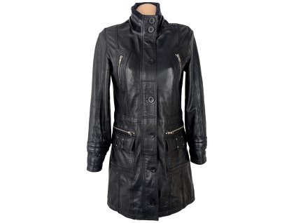 KOŽENÝ dámský černý kabát na zip KARA 36