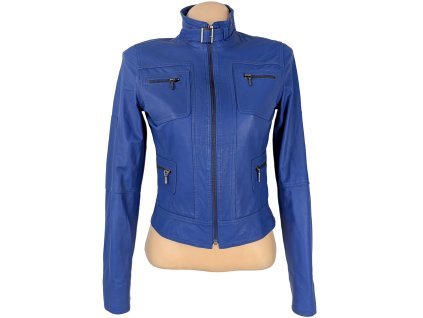 KOŽENÁ dámská modrá bunda na zip World Leather S