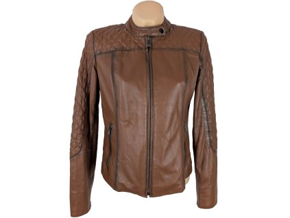 KOŽENÁ dámská hnědá koňaková bunda na zip Brend M