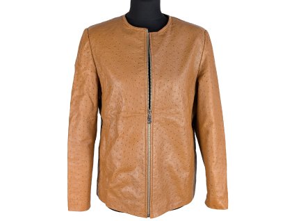 KOŽENÁ dámská hnědá bunda na zip JOY M