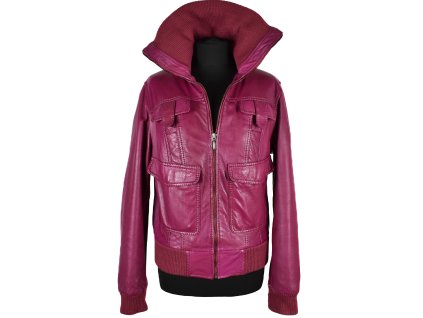 KOŽENÁ dámská růžová měkká bunda na zip EVOCO L