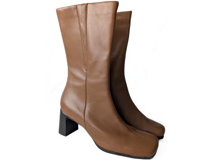 KOŽENÉ dámské koňakové kozačky ECCO 4,5