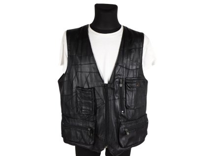 Kožená pánská černá vesta   XXL*