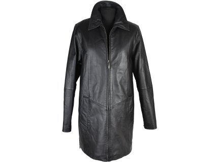 KOŽENÝ dámský černý zateplený kabát Different M, L