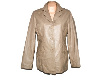 KOŽENÝ dámský béžový měkký kabát Different L