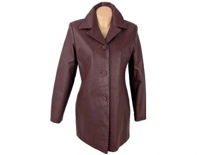 KOŽENÝ dámský vínový kabát Privilegi M
