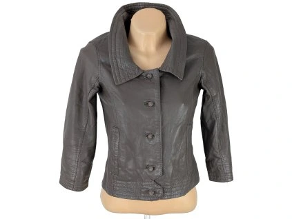 KOŽENÁ dámská hnědá cappuccino bunda do pasu ONLY S