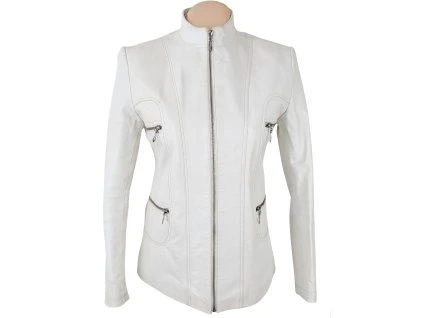 KOŽENÁ dámská bílá bunda na zip MARTINEK S