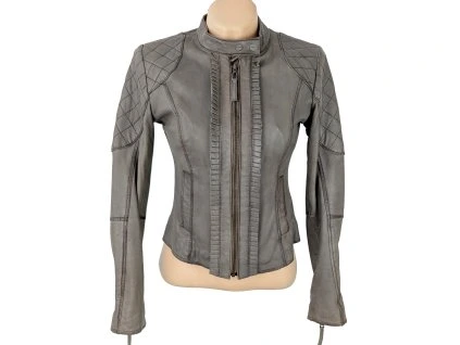 KOŽENÁ dámská hnědá bunda na zip Dranella 36