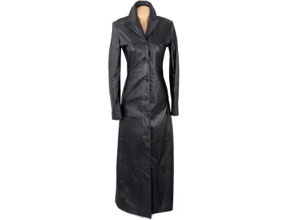 KOŽENÝ dámský extra dlouhý černý kabát Calypso S