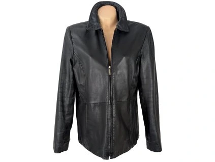KOŽENÁ dámská černá bunda na zip Style & Co XL