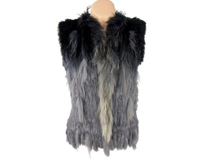 Dámská šedá kožešinová vesta UNI