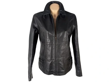 KOŽENÁ dámská černá bunda na zip KARA L