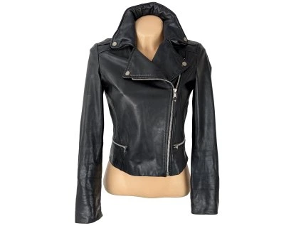 KOŽENÝ dámský černý křivák MANGO S